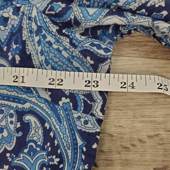 Lauren Ralph Lauren Womens Shirt 1XL Paisley Blue Long Sleeve Button Down Cotton - Picture 8 of 9